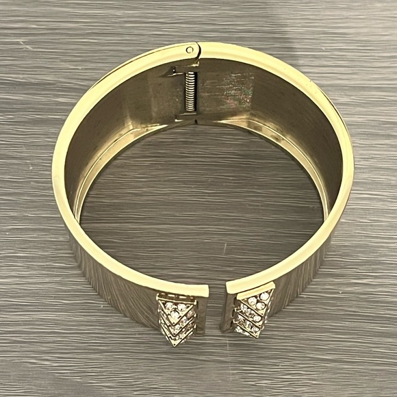 Victoria Secret Gold Cuff Bracelet with CZ Diamond Pyramids - Picture 4 of 8